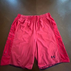 Under Armour Red Athletic Shorts With Elastic Waistband